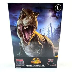 Jurassic Park Boxer Briefs Underwear Socks Mens Large Gift Set Jurassic World